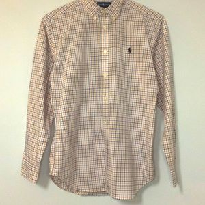 Ralph Lauren orange and blue button down size L 14-16Y shirt.